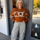 Distressed Animal Print Barrel Jeans