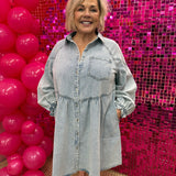 Cammie Denim Mini Dress - Curvy