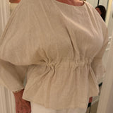 Noa  Tan Linen Tie Waisted Top