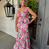 Multi Fuchsia Tiered Pant Set