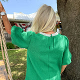Green Nicolette Pearl Tweed Blouse