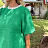 Green Nicolette Pearl Tweed Blouse