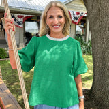 Green Nicolette Pearl Tweed Blouse