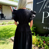 Flutterby Peplum Midi Dress
