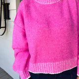Hot Pink Mock Neck Sweater Top