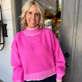 Hot Pink Mock Neck Sweater Top