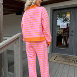 Brooklyn Pink + Orange Stripe Pant Set