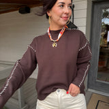 Chocolate Jessa Stitch Sweater