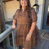 Brass Leopard Mini Dress - Curvy