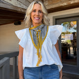 Annabelle White Flutter Blouse