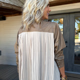 Kelly Tan Pleat Blouse