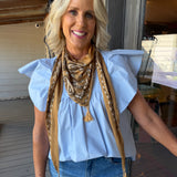 Annabelle Blue Flutter Blouse