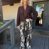 Cow Print Denim Pant