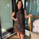 Brown Cheetah Print Mini Dress