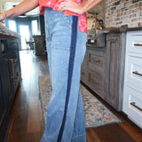 Metallic Indigo Super High-Rise Tux Pant