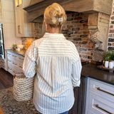 Yellow + Brown Stripe Oversize Blouse