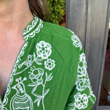 Green Puff Sleeve Midi Dress