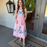 Pink Tie Strap Midi
