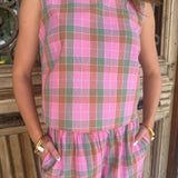 Poppy Pink & Green Plaid Pant Set