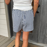 Navy Striped Shorts