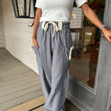 Bow Detail Textured Pants