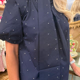 Ryan Navy Bow Sparkle Top