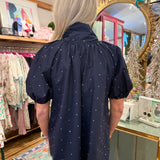 Ryan Navy Bow Sparkle Top