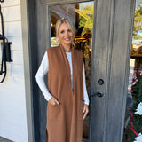 Camel Open Knitted Cardigan