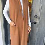 Camel Open Knitted Cardigan