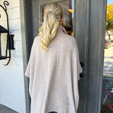 Taupe Ladies Solid Color Turndown Collar Knit Top