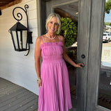 Wild Rose Pleated Midi Dress