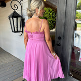 Wild Rose Pleated Midi Dress