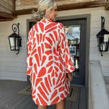 Orange Printed Beach Dress