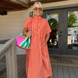 Margot Coral Blush Striped Kaftan