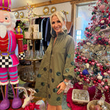 Olive Sparkle Celia Dress