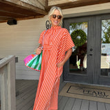 Margot Coral Blush Striped Kaftan