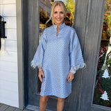 Pale Blue Audrey Polkadot Feather Dress