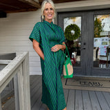 Margot Navy Green Striped Kaftan