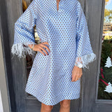 Pale Blue Audrey Polkadot Feather Dress