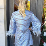 Pale Blue Audrey Polkadot Feather Dress