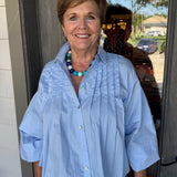 Laurel Blue Pleated Blouse