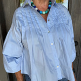 Laurel Blue Pleated Blouse