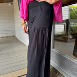 Black Wide Leg Lace Trim Pants