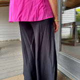 Black Wide Leg Lace Trim Pants