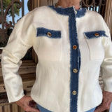 Zoe Denim Detailed Cropped Jacket