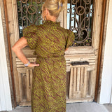 Juliet Olive Print Midi Dress