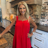 Everly Red Square Neck Mini Dress