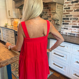 Everly Red Square Neck Mini Dress