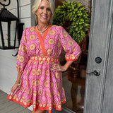 Pink Smocked Back Mini Dress