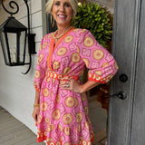 Pink Smocked Back Mini Dress